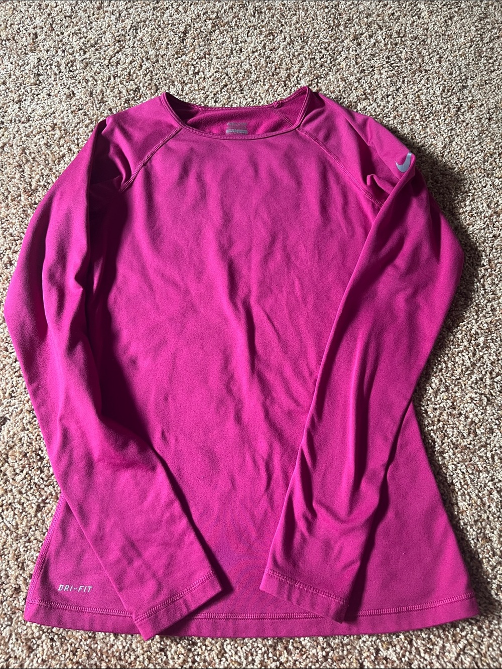 Nike Pro dri fit fushia microfleece lined long sleeve top yoga Athleisure Small - Picture 2 of 11